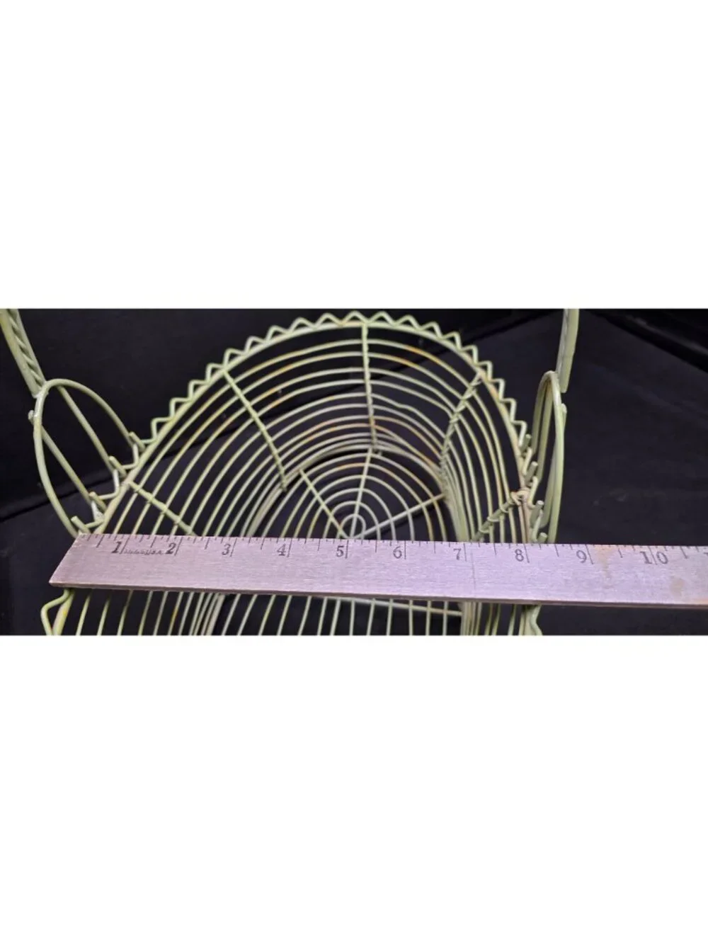 Vintage Sage Green Wire Decorative Egg Basket w Handle 12
